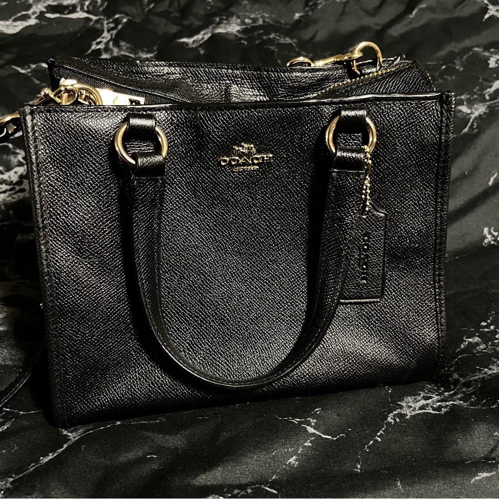 Coach black and gold shoulder bag